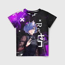 Футболка детская Рем в черном - Re:Zero, цвет: 3D-принт