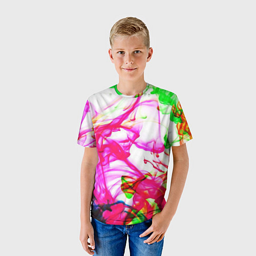 Детская футболка Неоновые краски в воде / 3D-принт – фото 3