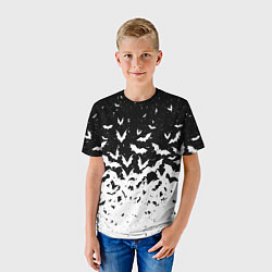 Футболка детская Black and white bat pattern, цвет: 3D-принт — фото 2