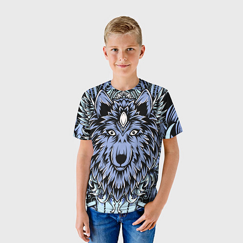 Детская футболка Изображение волка / 3D-принт – фото 3
