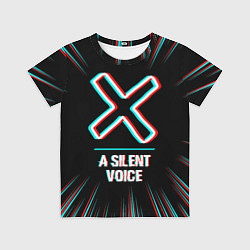 Футболка детская Символ A Silent Voice в стиле glitch на темном фон, цвет: 3D-принт