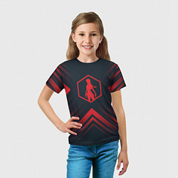 Футболка детская Красный символ Tomb Raider на темном фоне со стрел, цвет: 3D-принт — фото 2