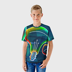 Футболка детская Неоновые лампы - коллаж, цвет: 3D-принт — фото 2