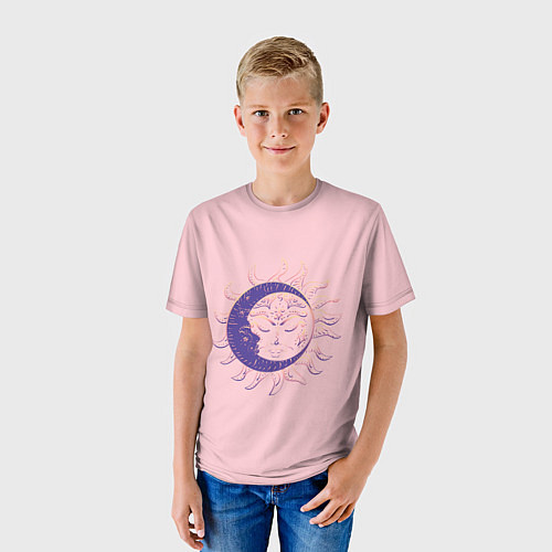 Детская футболка Спящие солнце и месяц в стиле модерн / 3D-принт – фото 3