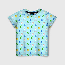 Детская футболка Новогодний геометрический арт лайн принт с кролико
