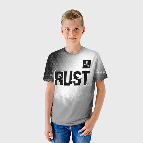 Детская футболка Rust glitch на светлом фоне: символ сверху / 3D-принт – фото 3