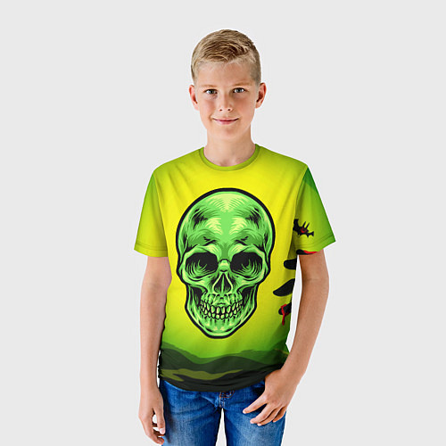 Детская футболка Зеленый череп / 3D-принт – фото 3