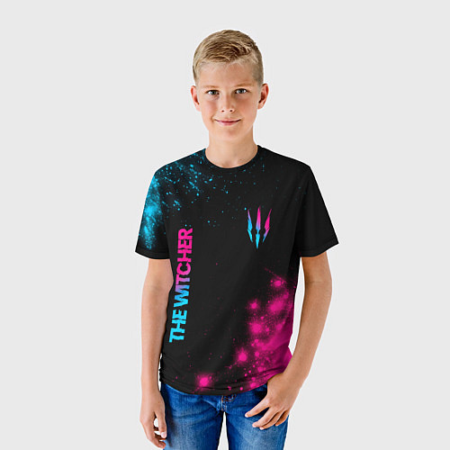 Детская футболка The Witcher - neon gradient: надпись, символ / 3D-принт – фото 3