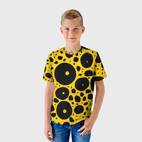 Детская футболка Черные пятна на желтом фоне / 3D-принт – фото 3