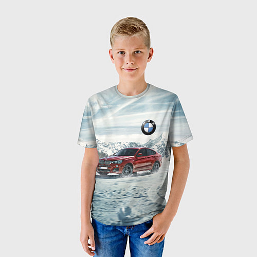 Детская футболка Крутая бэха в горах / 3D-принт – фото 3