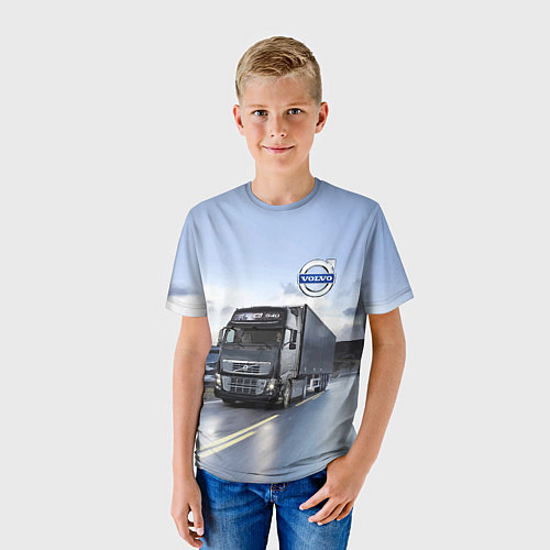 Детская футболка Фура Вольво на трассе / 3D-принт – фото 3