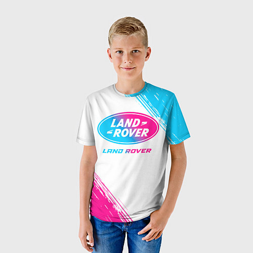 Детская футболка Land Rover neon gradient style / 3D-принт – фото 3