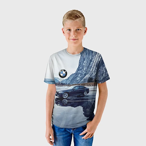 Детская футболка БМВ у горного озера / 3D-принт – фото 3