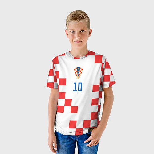 Детская футболка Модрич Сборная Хорватии форма к чемпионату мира 20 / 3D-принт – фото 3