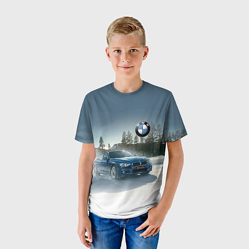 Детская футболка Крутая бэха мчится по лесной дороге / 3D-принт – фото 3