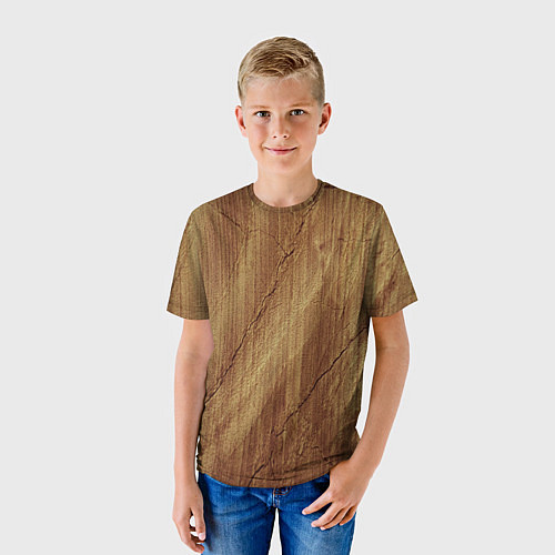 Детская футболка Деревянная текстура / 3D-принт – фото 3