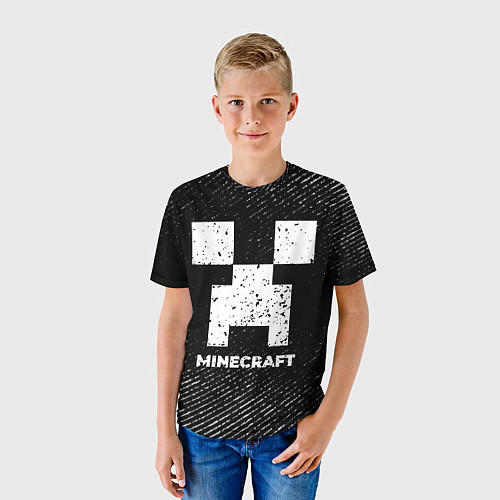 Детская футболка Minecraft с потертостями на темном фоне / 3D-принт – фото 3