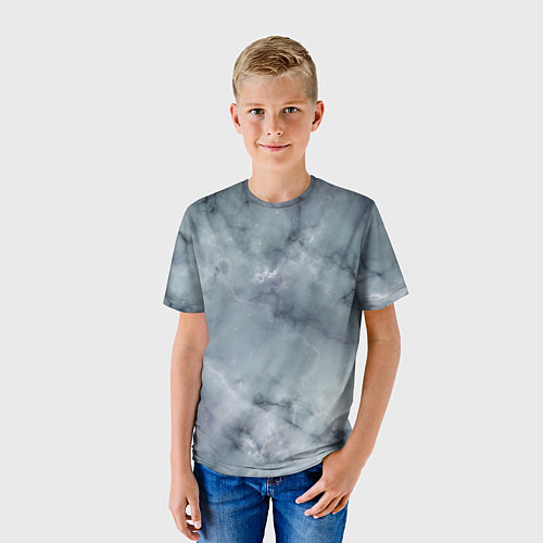 Детская футболка Натуральный дымчатый мрамор текстура / 3D-принт – фото 3