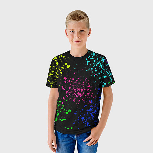 Детская футболка Брызги неоновых красок / 3D-принт – фото 3