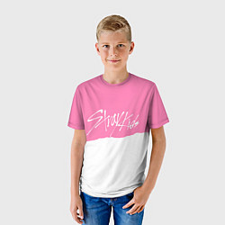 Футболка детская Stray Kids pink and white, цвет: 3D-принт — фото 2