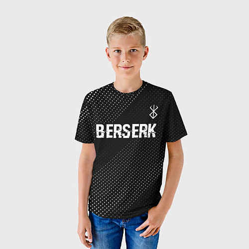 Детская футболка Berserk glitch на темном фоне: символ сверху / 3D-принт – фото 3