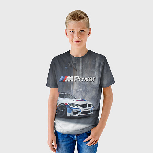 Детская футболка BMW M4 GT4 - racing team - motorsport / 3D-принт – фото 3