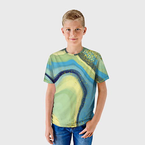 Детская футболка Сине-зеленый агат / 3D-принт – фото 3