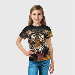 Футболка детская Оскал тигра, цвет: 3D-принт — фото 2