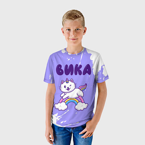 Детская футболка Вика кошка единорожка / 3D-принт – фото 3