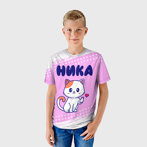 Детская футболка Ника кошечка с сердечком / 3D-принт – фото 3