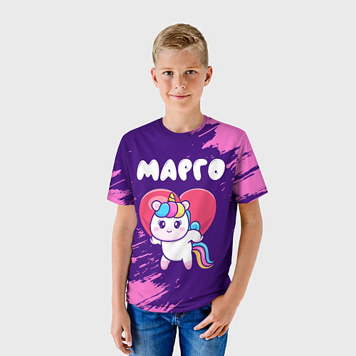 Детская футболка Марго единорог с сердечком / 3D-принт – фото 3