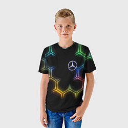 Футболка детская Mercedes - neon pattern, цвет: 3D-принт — фото 2
