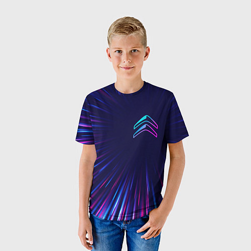 Детская футболка Citroen neon speed lines / 3D-принт – фото 3