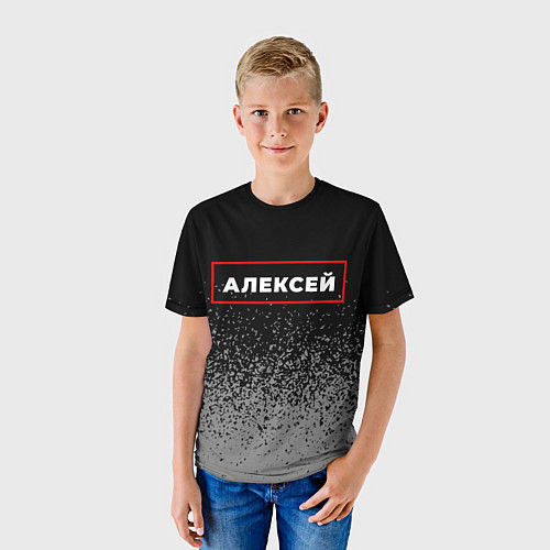 Детская футболка Алексей - в красной рамке на темном / 3D-принт – фото 3