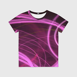 Футболка детская Абстрактные неоновые розовые линии во тьме, цвет: 3D-принт