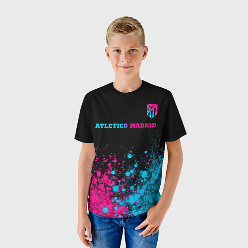 Детская футболка Atletico Madrid - neon gradient: символ сверху / 3D-принт – фото 3