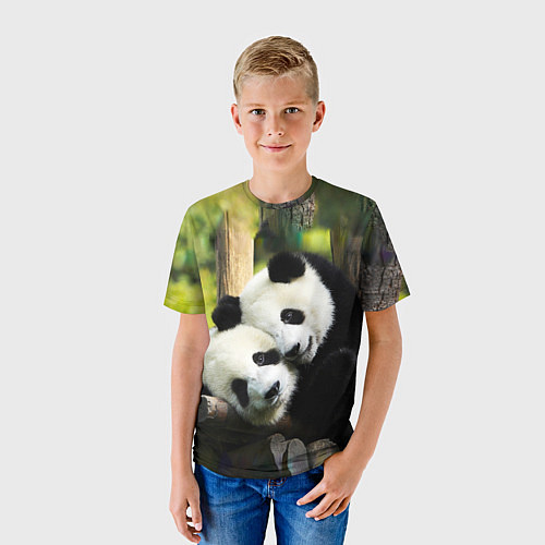Детская футболка Влюблённые панды / 3D-принт – фото 3