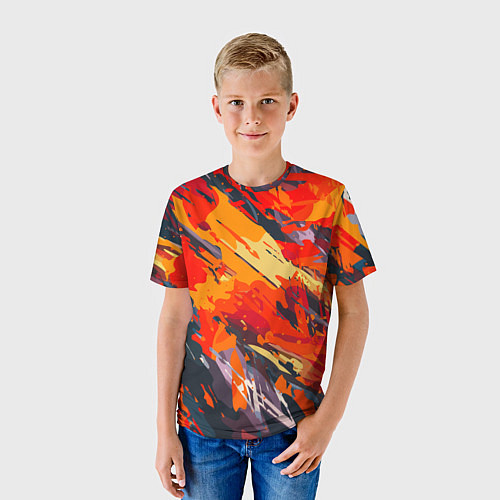 Детская футболка Оранжевые кляксы / 3D-принт – фото 3