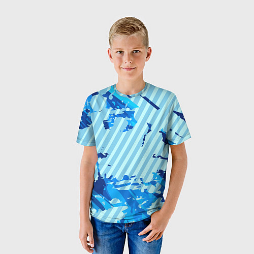 Детская футболка Синие линии / 3D-принт – фото 3