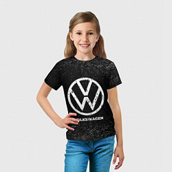 Футболка детская Volkswagen с потертостями на темном фоне, цвет: 3D-принт — фото 2