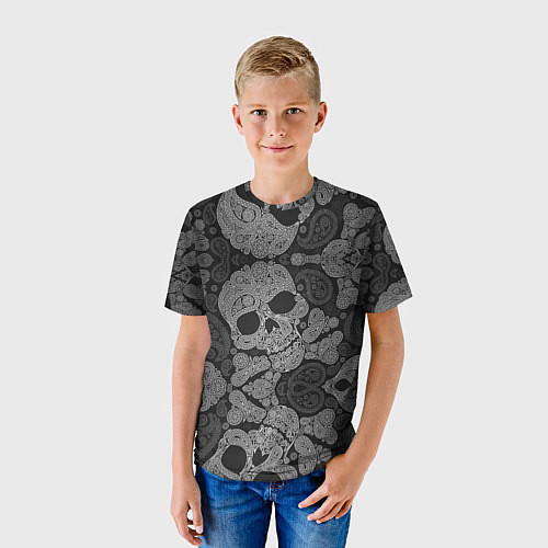 Детская футболка Абстрактные черепа пейсли / 3D-принт – фото 3