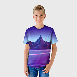 Футболка детская Neon mountains - Vaporwave, цвет: 3D-принт — фото 2