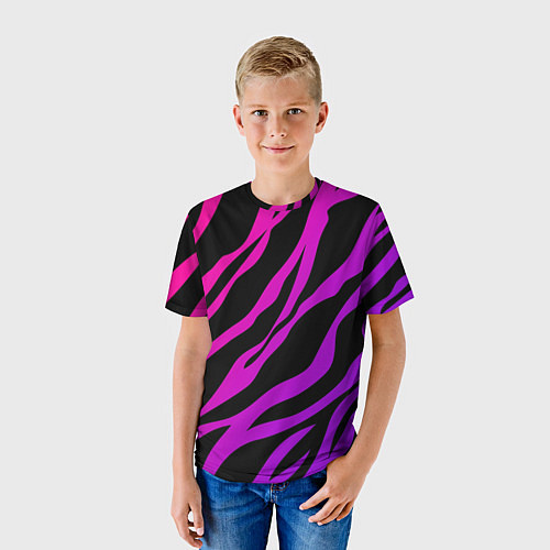 Детская футболка Неоновый паттерн линии / 3D-принт – фото 3
