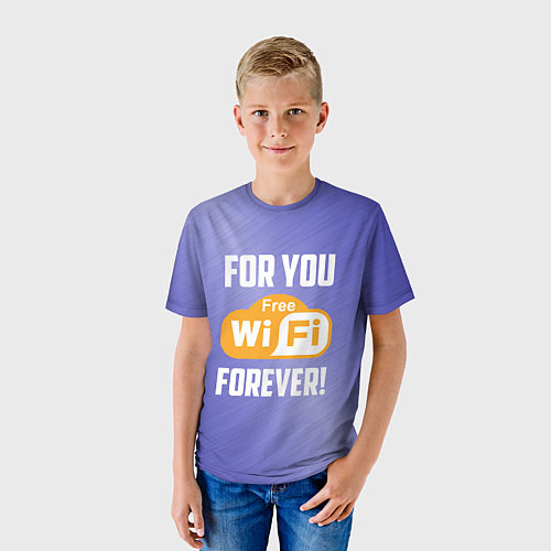 Детская футболка Бесплатный Wi-Fi навсегда / 3D-принт – фото 3