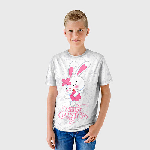 Детская футболка Merry Christmas, cute bunny / 3D-принт – фото 3