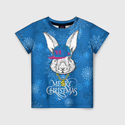 Футболка детская Merry Christmas, rabbit in cap, цвет: 3D-принт