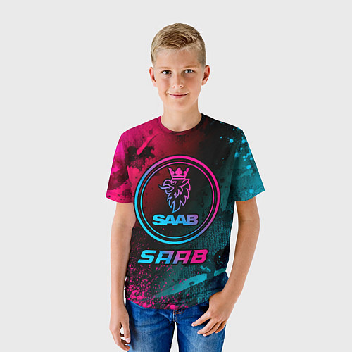 Детская футболка Saab - neon gradient / 3D-принт – фото 3
