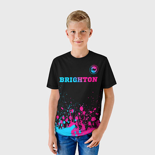 Детская футболка Brighton - neon gradient: символ сверху / 3D-принт – фото 3