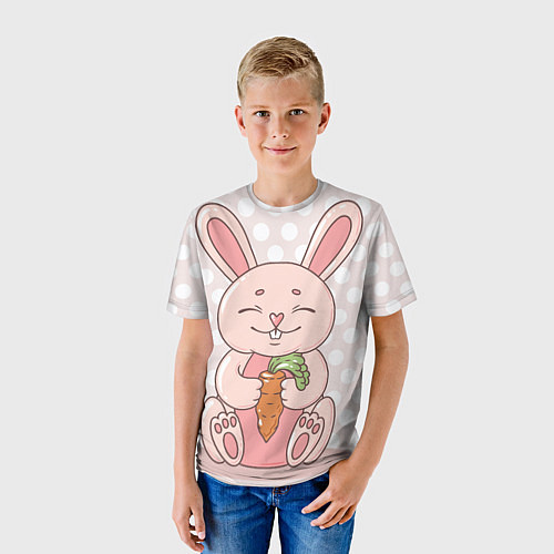 Детская футболка Милый зайчик с морковкой / 3D-принт – фото 3