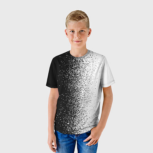 Детская футболка Брызги красок - Черно-белый / 3D-принт – фото 3